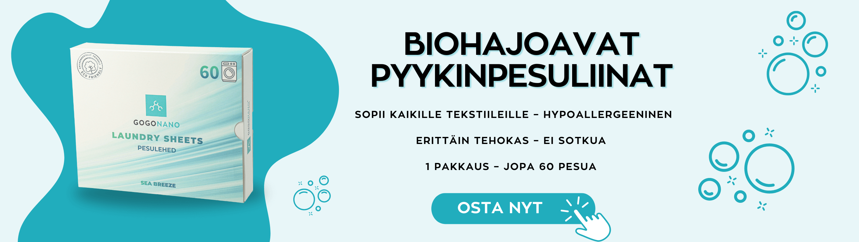 Ympäristöystävälliset pyykinpesuliinat, 60 kpl