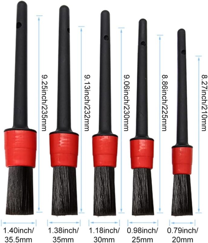 Auto detailing brush set size chart